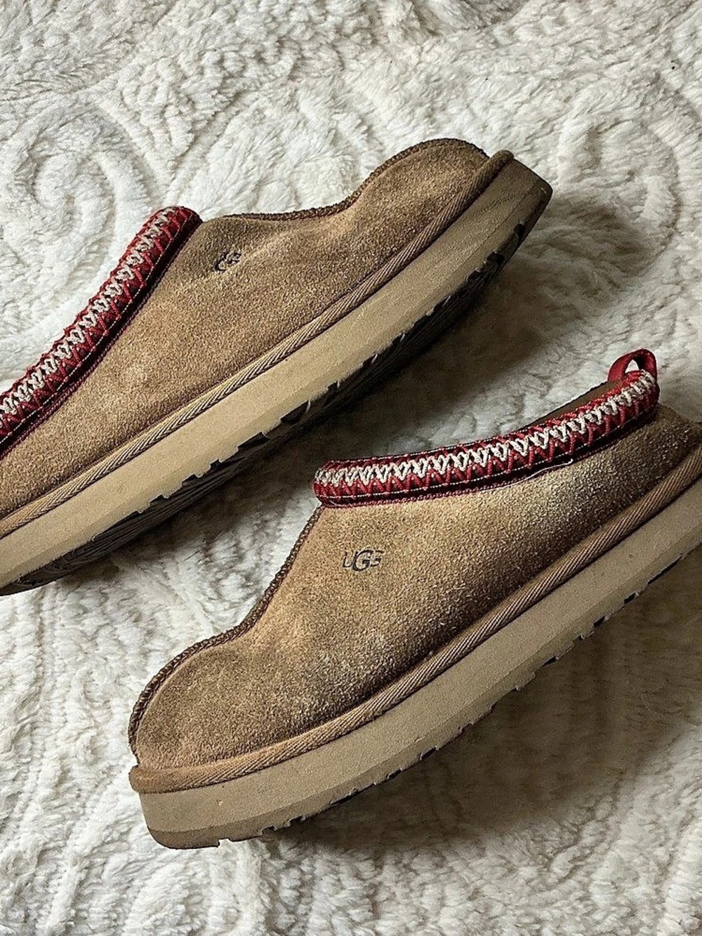 UGG Tasman Slipper Suede Slippers in Brown & Red Sz 7